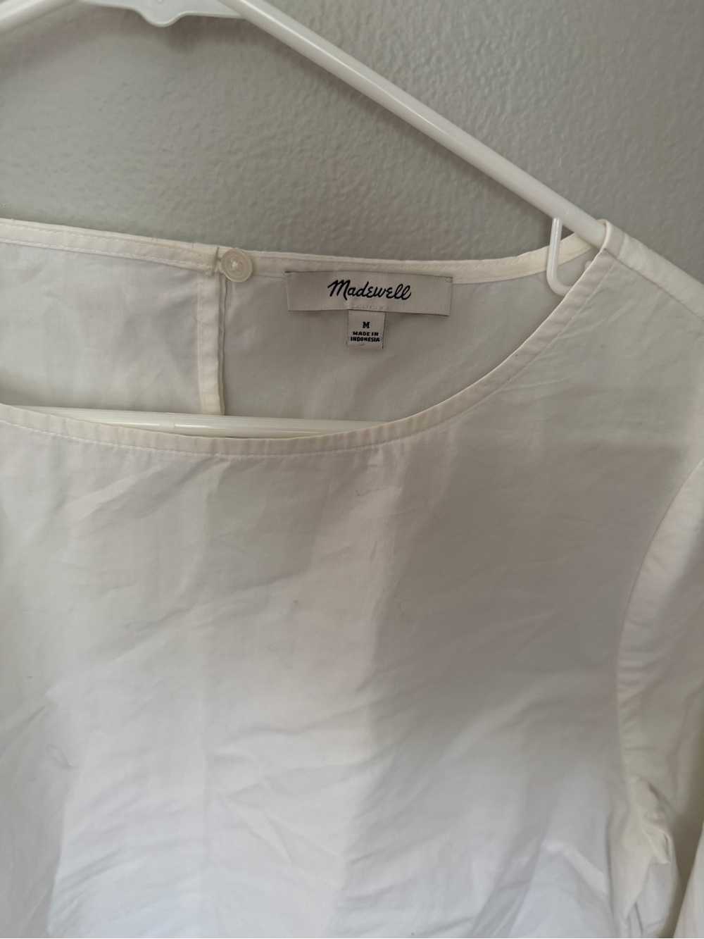 Madewell Bell Sleeve Poplin Popover Blouse Medium White - Picture 3 of 5